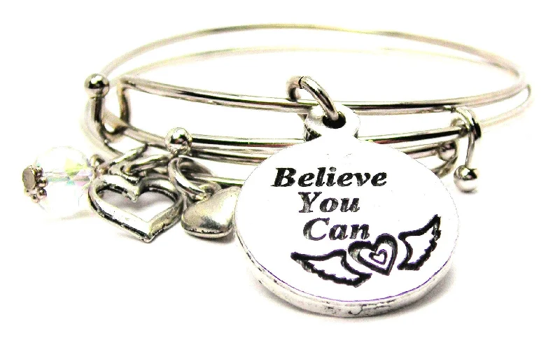 Believe You Can Circle Expandable Bangle Bracelet Set