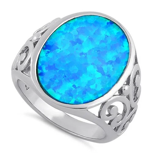 Sterling Silver Extravagant Lab Opal Swirl Ring