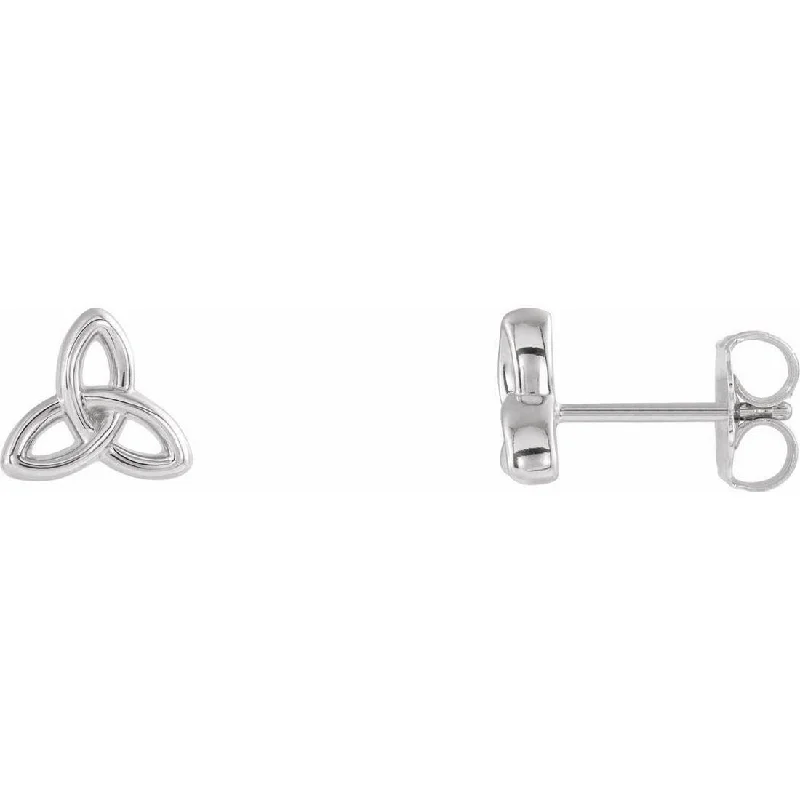 Curata 14k White Gold Polished Irish Celtic Trinity Stud Earrings 6.83x7.5 mm