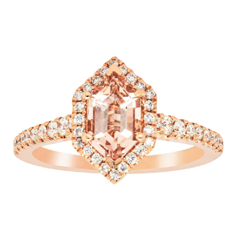 18ct Rose Gold .99ct Morganite & Diamond Mini Sierra Ring