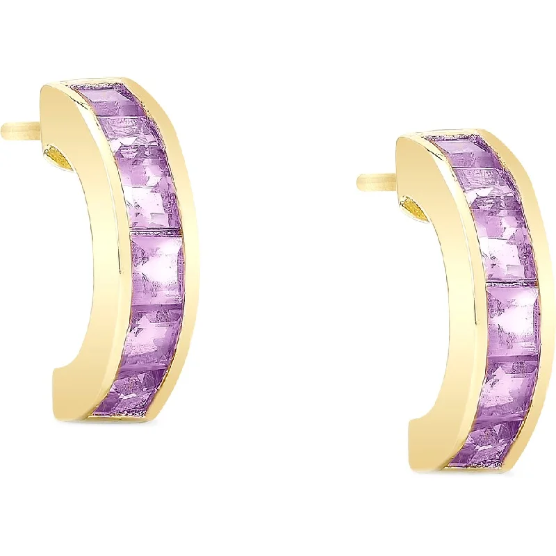 Dolce Giavonna Goldplated Sterling Silver Gemstone Half-Hoop Earrings