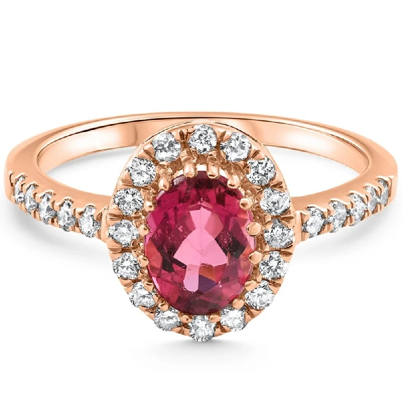 1 1/2Ct Oval Ruby Halo Diamond Ring Gold Lab Grown