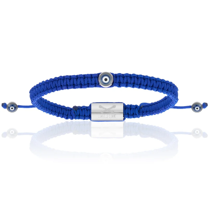 Mini Evil Eye Blue Polyester With Silver Bracelet