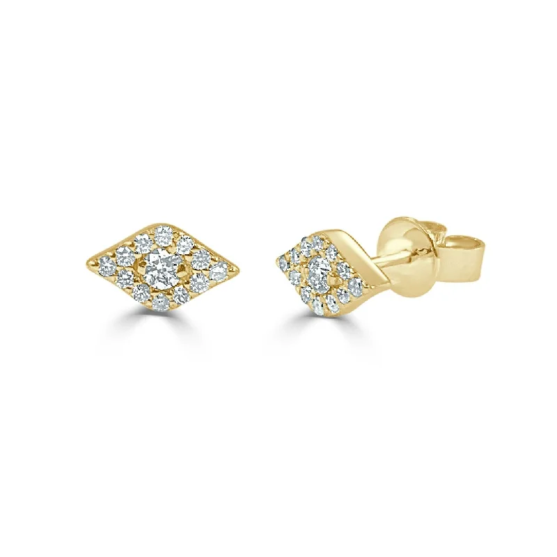 Joelle Diamond Evil Eye Studs Earrings 14K Yellow Gold 1/4ct