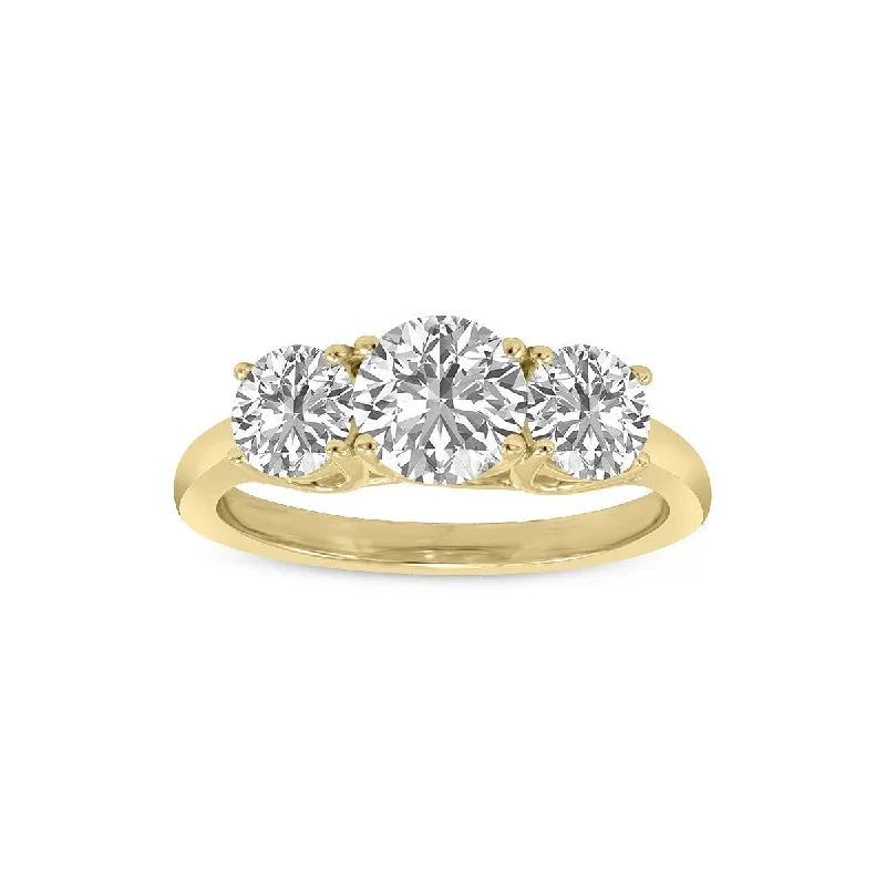 Marquee 2 Carat TW Three Stone Lab Grown Diamond Ring in 14K Yellow Gold