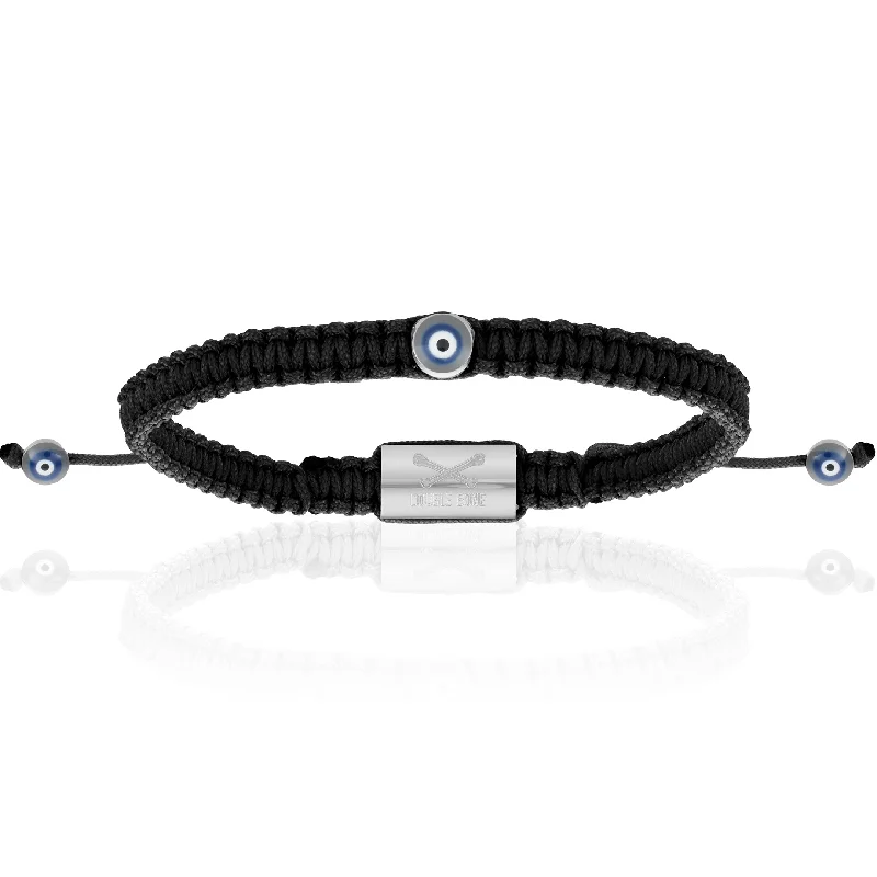 Mini Evil Eye Black Polyester With Silver Bracelet