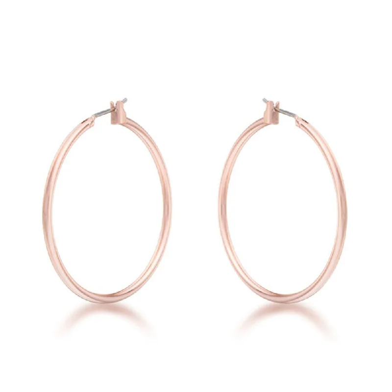 Elegant Rosegold Hoop Earrings - Rose Gold - 38.1 (mm) X 35.7 (mm) X 2 (mm)