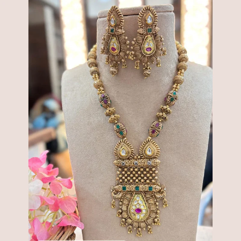 Jewel Addiction Copper Gold Pota Stone Long Necklace Set