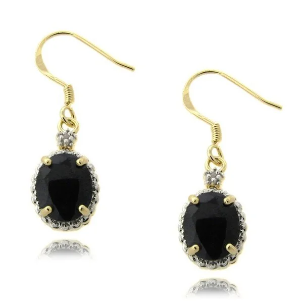 Dolce Giavonna Gold over Silver Sapphire and Diamond Accent Earrings