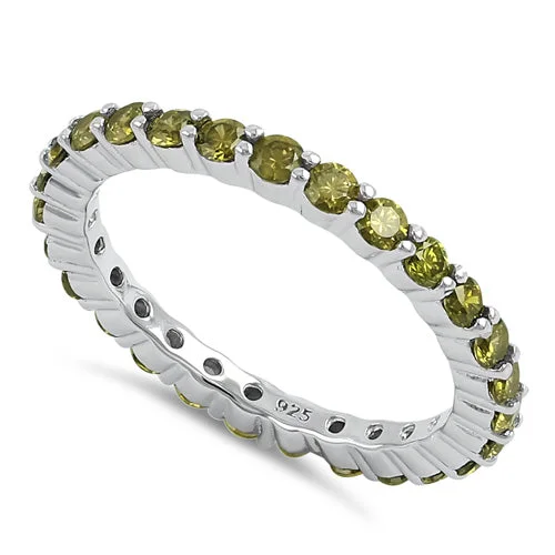 Sterling Silver Eternity Peridot CZ Ring