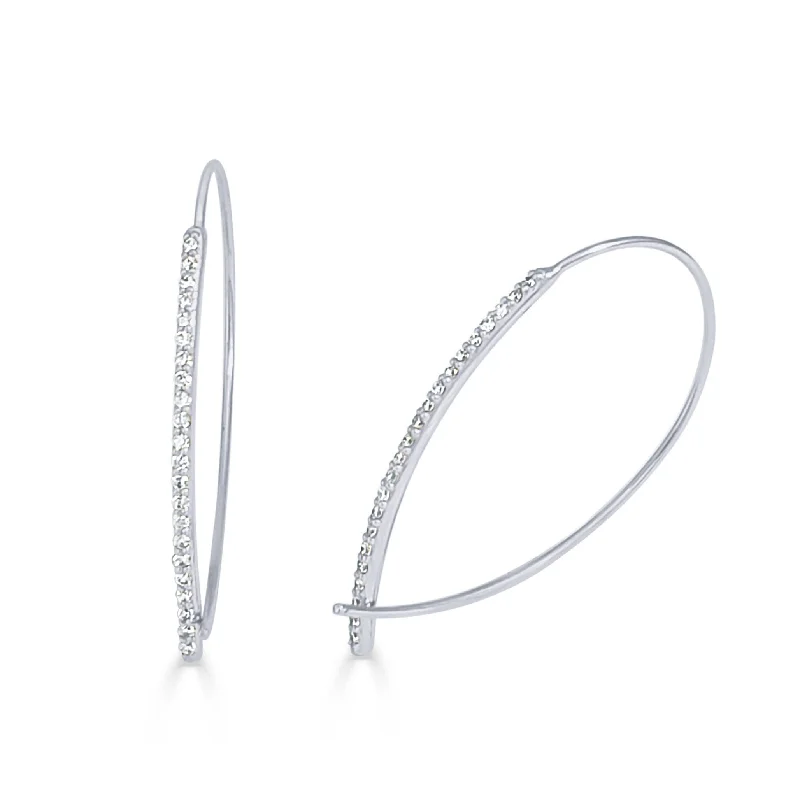 Joelle Diamond Thread Hoop Earrings 14K White Gold 1/3 CT TDW