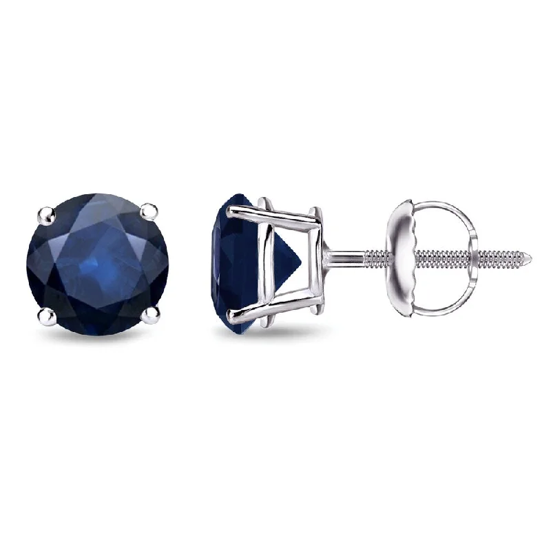 Auriya 14k Gold Round Sapphire Stud Earrings 2ctw