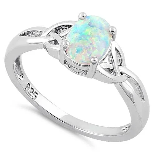 Sterling Silver White Lab-Opal Ring