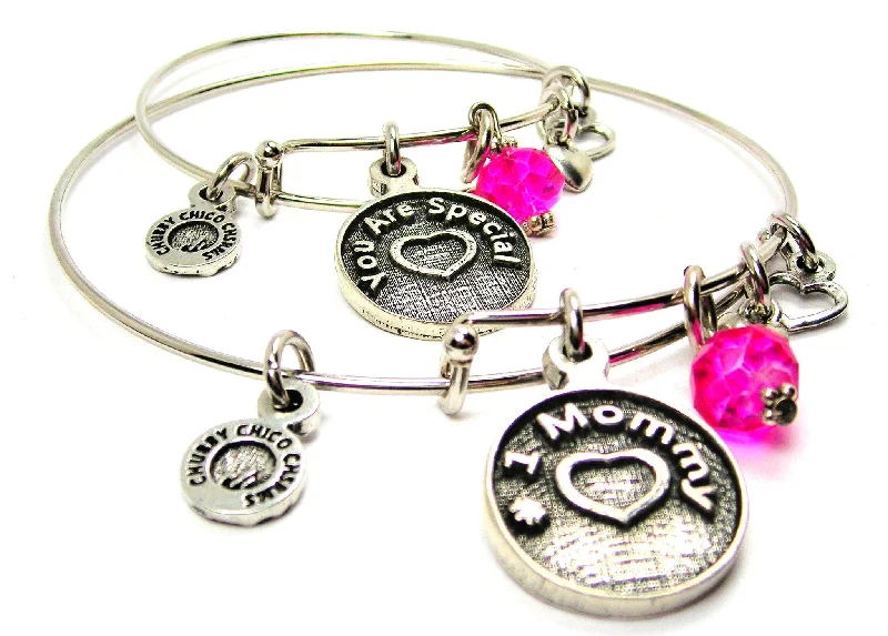 You Are Special And #1 Mommy Adult And Child Matching Expandable Bangle Bracelets