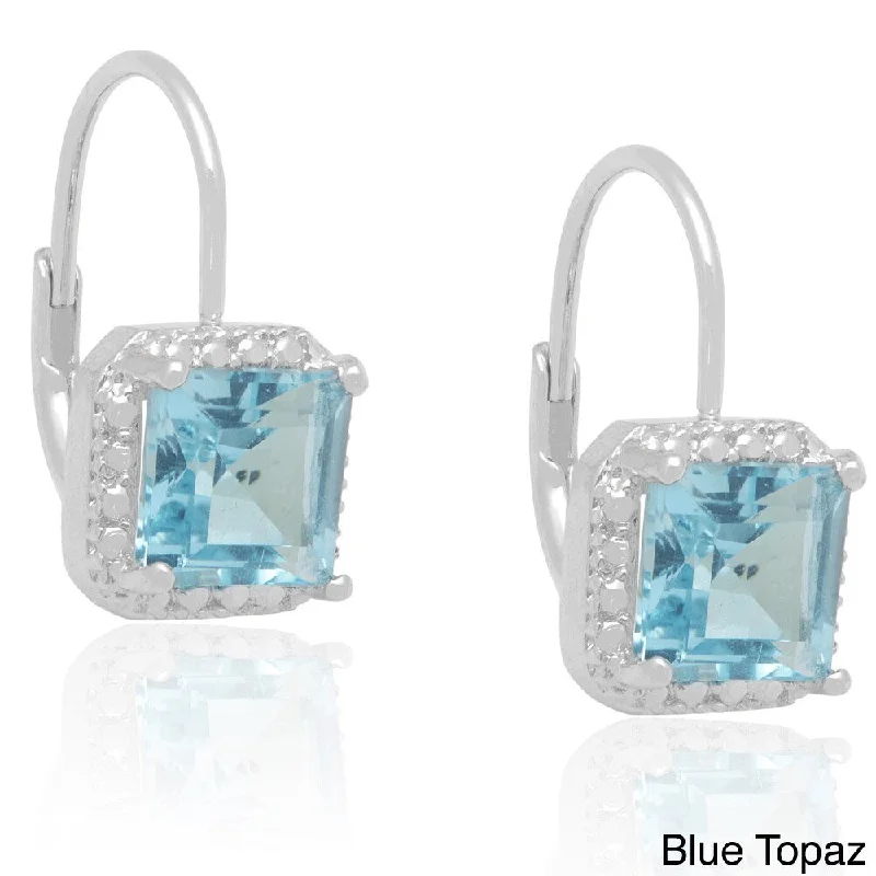 Dolce Giavonna Silverplated Gemstone and Diamond Accent Earrings