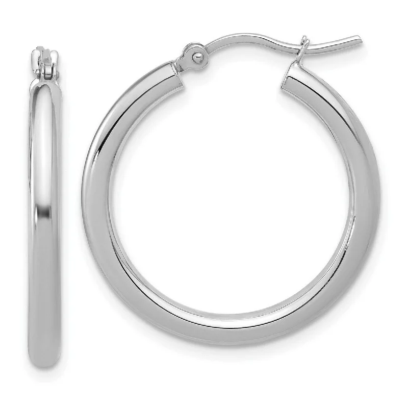 Curata 10k White Gold Polished Hinged Hoop Earrings - 26x23mm