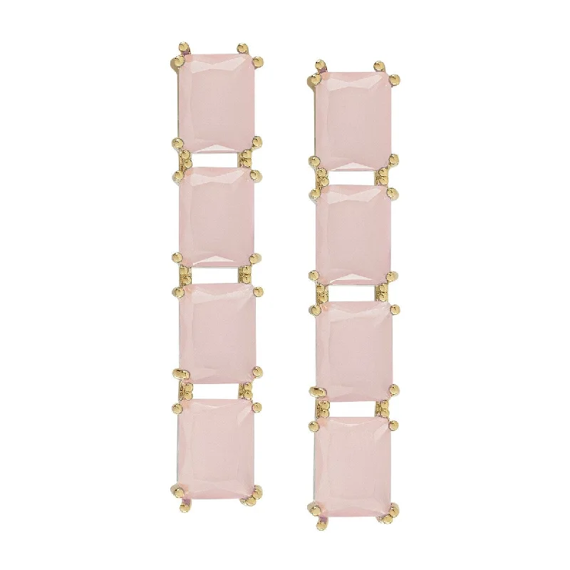 Victoria Townsend Gold Plated Simulated Rose Quartz Long Drop Earrings