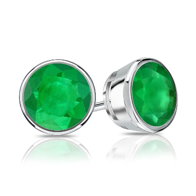 Auriya 14k Gold 1/3ctw Bezel-set Emerald Gemstone Stud Earrings