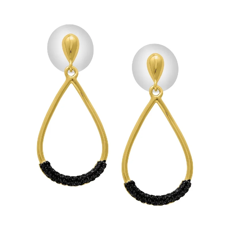 Victoria Townsend Yellow Gold Plated Black Cubic Zirconia Teardrop Stud Earrings