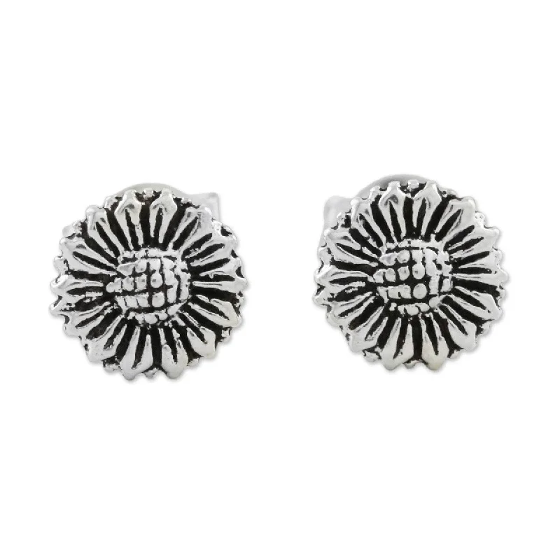 NOVICA Cute Sunflowers, Sterling silver stud earrings - 0.3*0.3