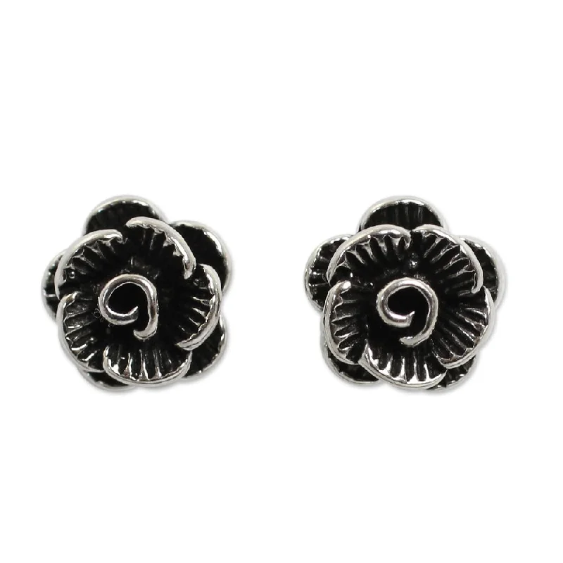 Sterling Silver 'Thai Peony' Earrings (Thailand)