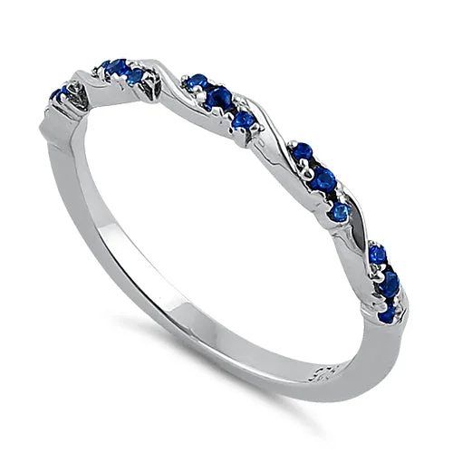 Sterling Silver Dainty Blue CZ Ring