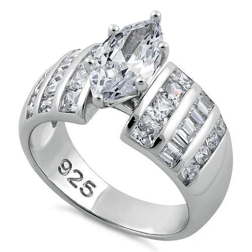 Sterling Silver 1.50 ct. Marquise CZ Ring