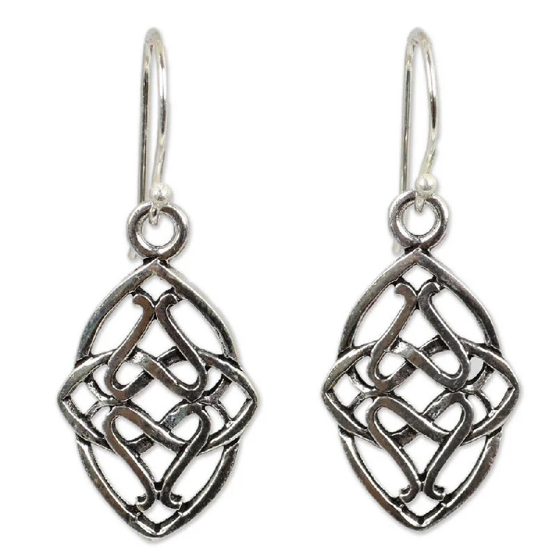 Sterling Silver 'Gordian Knot' Dangle Earrings