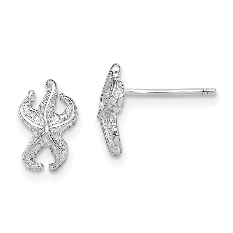 Curata 14k Yellow or White Gold Small Sea shell Nautical Starfish Post Earrings 10.3x6.5mm