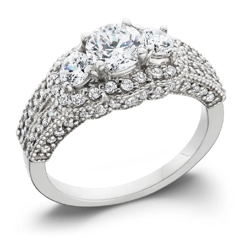 14k White Gold 2 1/4ct TDW Pave-set Diamond Ring