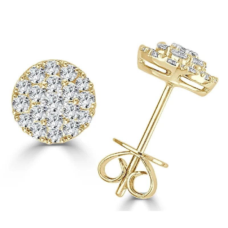 Joelle Diamond Cluster Studs Earrings 14K Gold 3/4ct TDW - Yellow