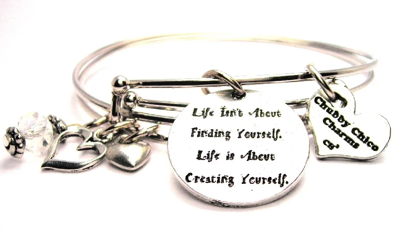 Life Isnt About Finding Yourself Its About Creating Yourself Expandable Bangle Bracelet Set