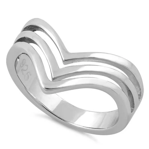 Sterling Silver Triple V Ring