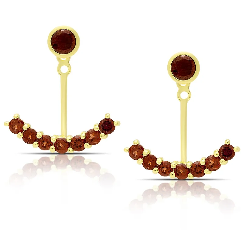 Dolce Giavonna Gold Over Sterling Silver Garnet Jacket Earrings