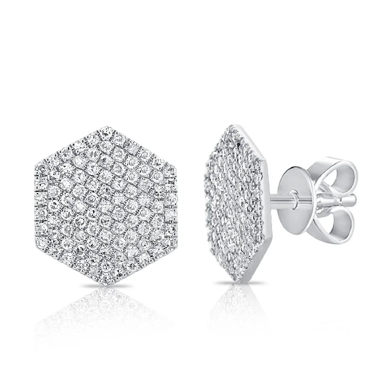 Joelle Hexagon Diamond Stud Earrings 14K Gold 1/3 CTTW