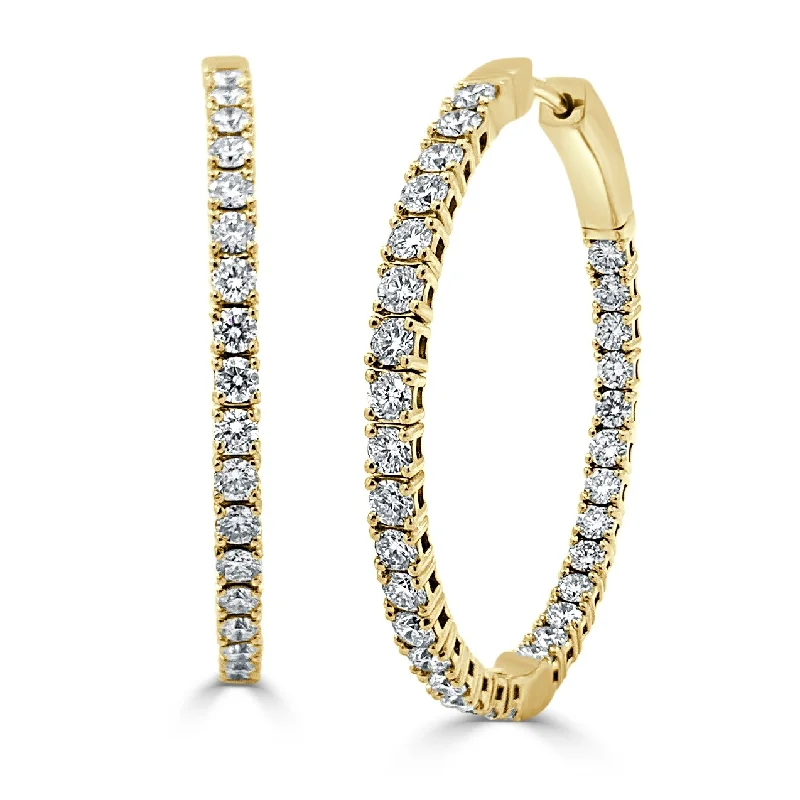 Joelle Diamond Flexible 2.77 CT TDW Oval Hoop Earrings 1.25" 14K Yellow Gold