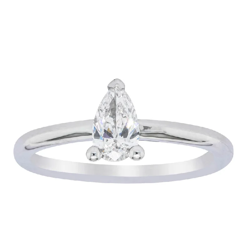 18ct White Gold .40ct Pear Cut Diamond Melba Ring