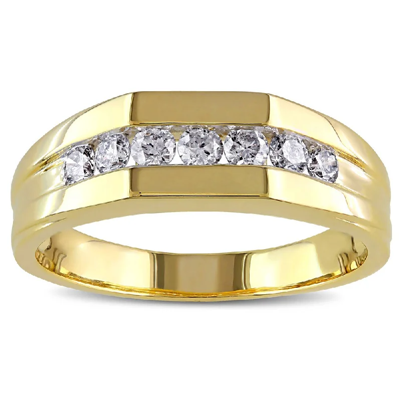 Miadora 10k Yellow Gold 1/2ct TDW Channel-Set Men's Diamond Ring