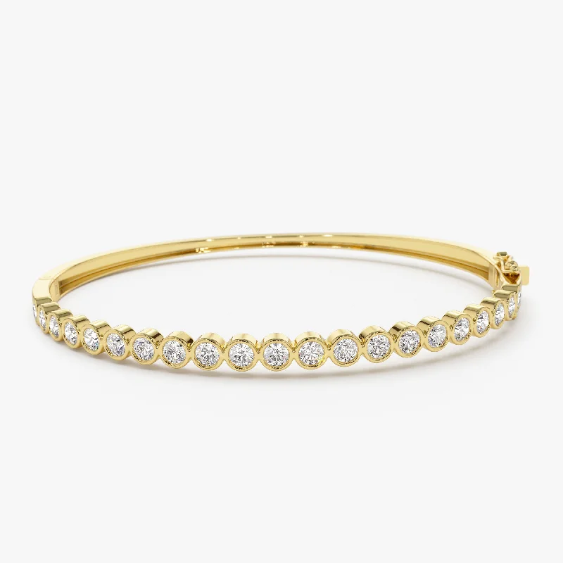 14K Bezel Setting Diamond Bangle