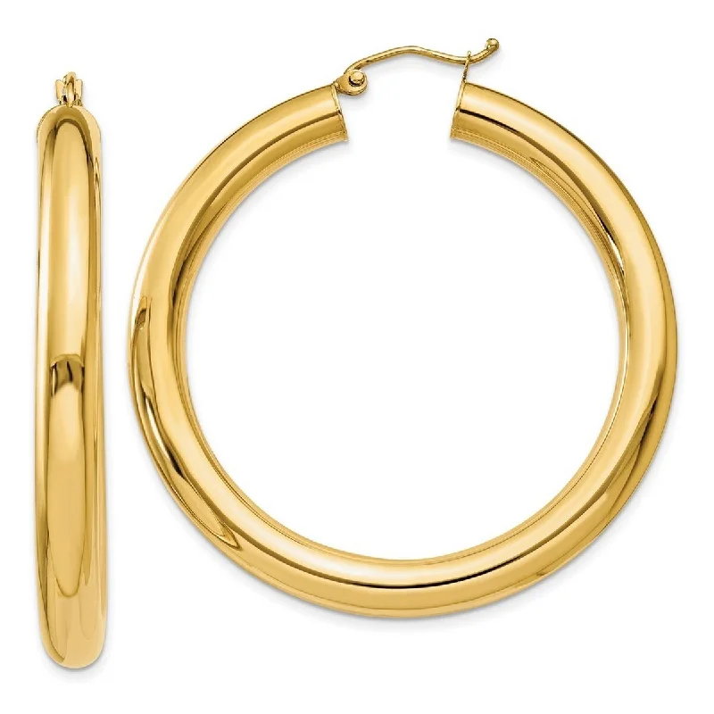 Curata 14k Yellow Gold Polished 45x5mm Tube Hoop Earrings