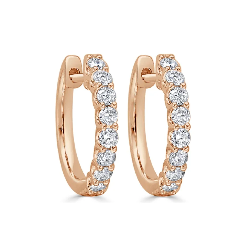 Joelle Diamond Round Hoop Earrings 14K Gold 2/5ct TDW - Rose