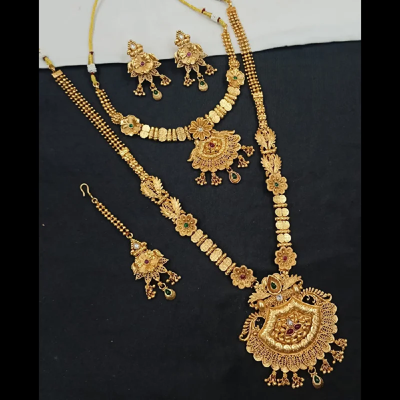 Padmawati Bangles Gold Plated Pota Stone Long Necklace Set