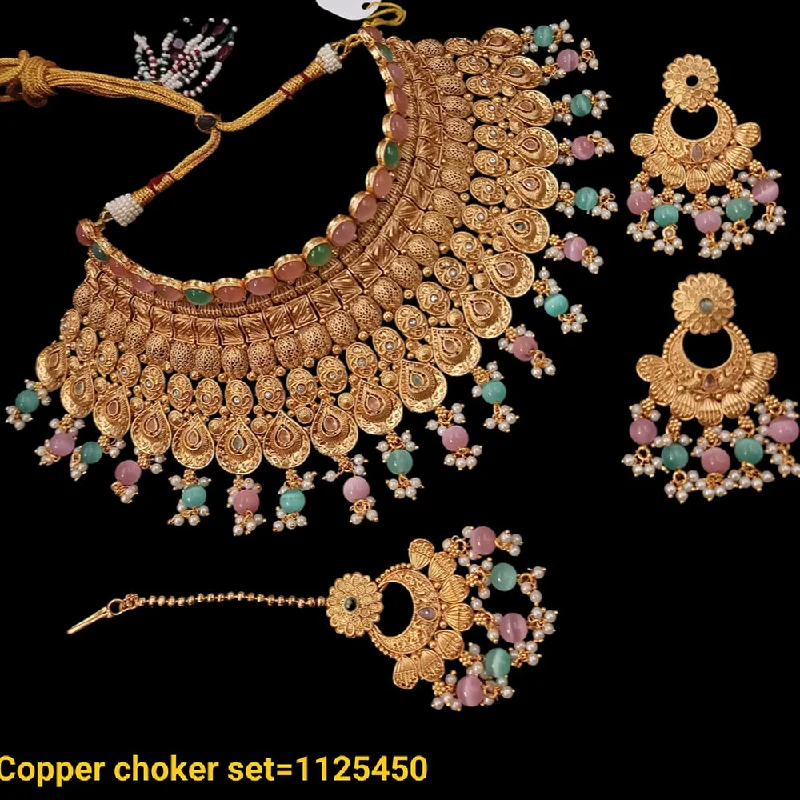 Padmawati Bangles Copper Gold Choker Necklace Set