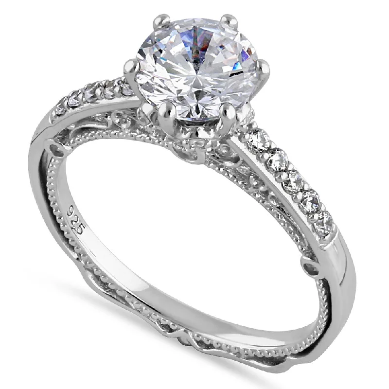 Sterling Silver Victorian Cathedral CZ Ring