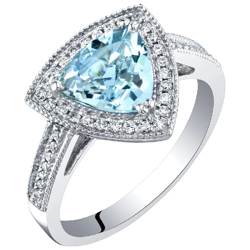 IGI Certified 1.50 ct Aquamarine and Diamond Ring in 14k White Gold