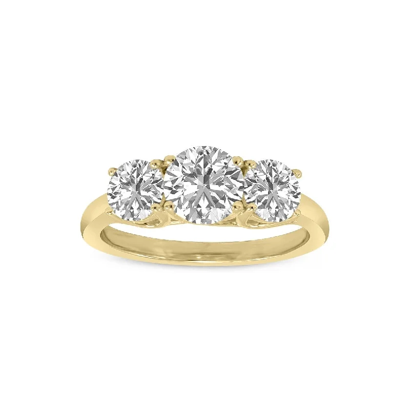 Marquee 3 Carat TW Three Stone Lab Grown Diamond Ring in 14K Yellow Gold