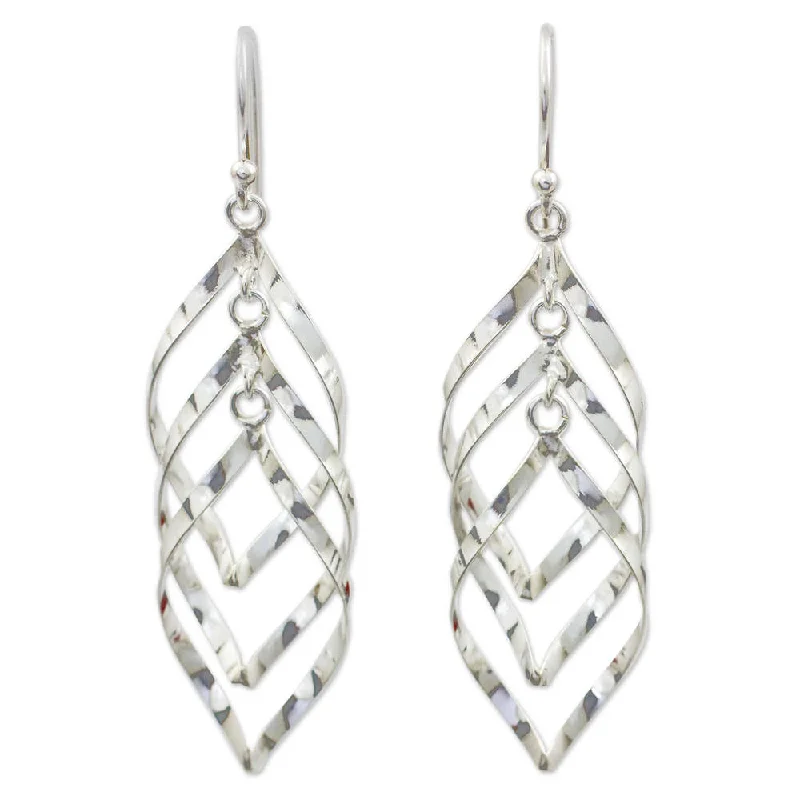 Handmade Sterling Silver Leaf Cluster Earrings (Thailand)