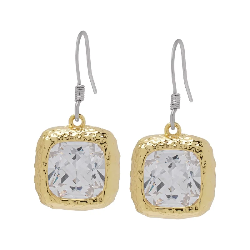 Victoria Townsend Yellow Gold Plated Square Cubic Zirconia Drop Dangle Earrings