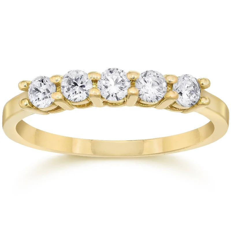 1/2ct Five Stone Diamond Ring Yellow Gold