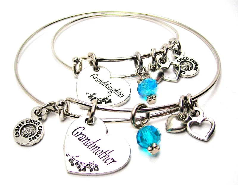 Grandmother and Granddaughter Adult and Child Matching Expandable Bangle Bracelets